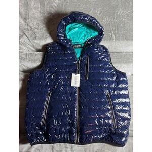 NWT Noize  Gavyn Glossy Blue Puffer Vest with Contrast Men's XL